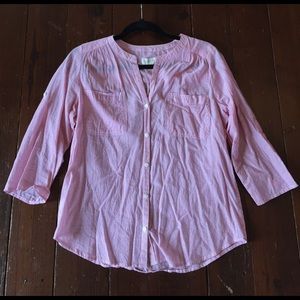 Ann Taylor red striped button up