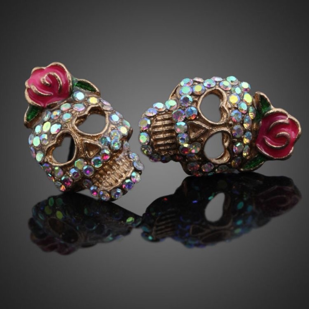 the floral skull stud earring - Picture 3 of 8