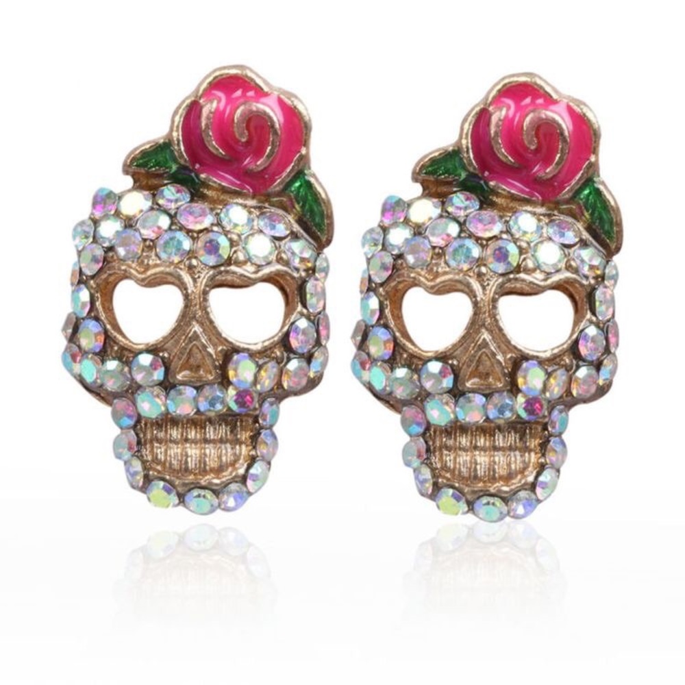 the floral skull stud earring - Picture 5 of 8