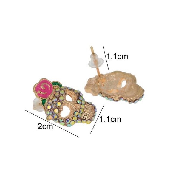 the floral skull stud earring - Picture 7 of 8