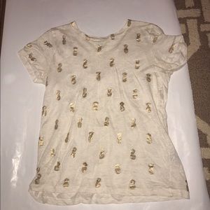 GOLD METALLIC PINEAPPLE J CREW SHIRT