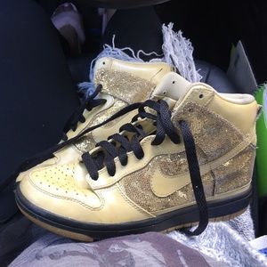 Nike gold and black sequin high tops!