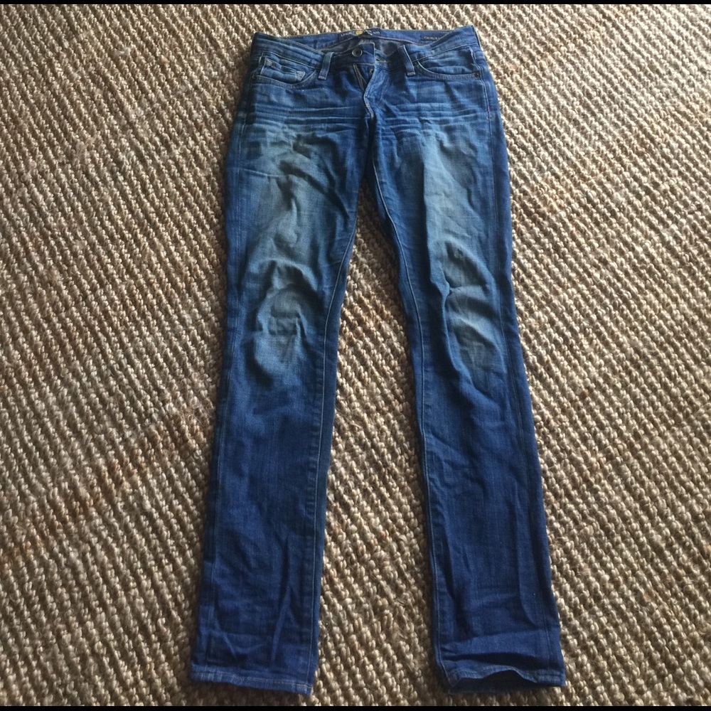 Lucky low rise jeans; size 24; stone washed look