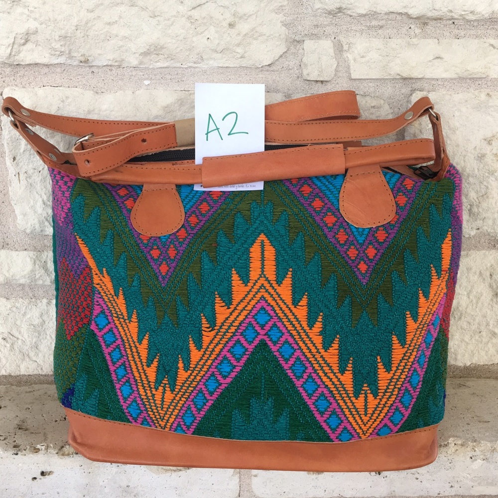 Beautiful Guatemalan Teal & Chevron Handbag