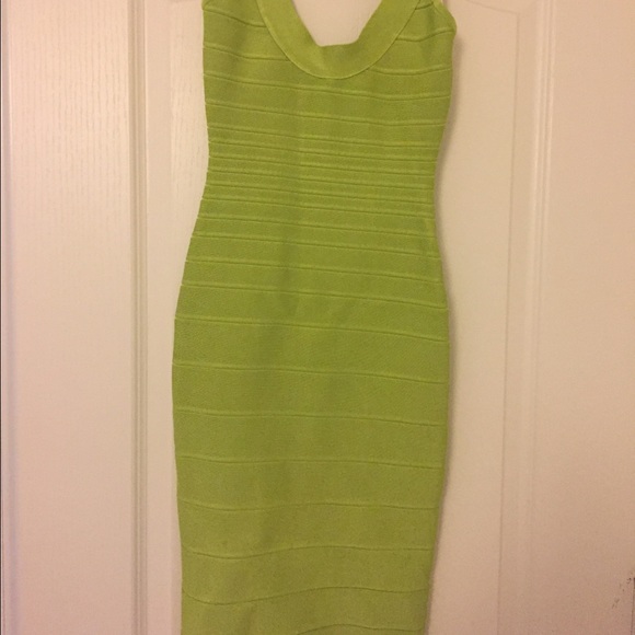 Herve Leger | Dresses | Herve Leger Lime Green Dress | Poshmark