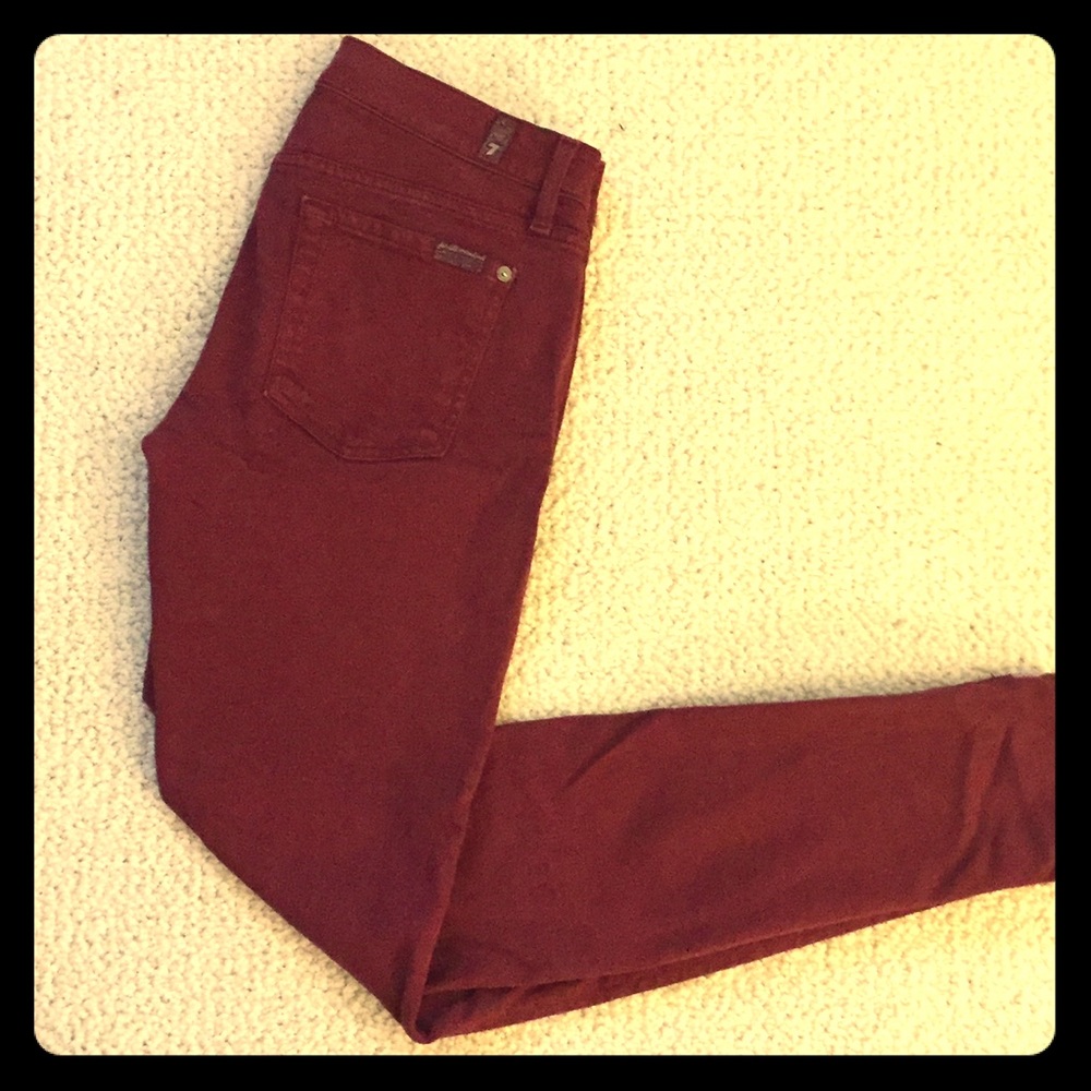 7 for all Mankind cranberry skinny jeans