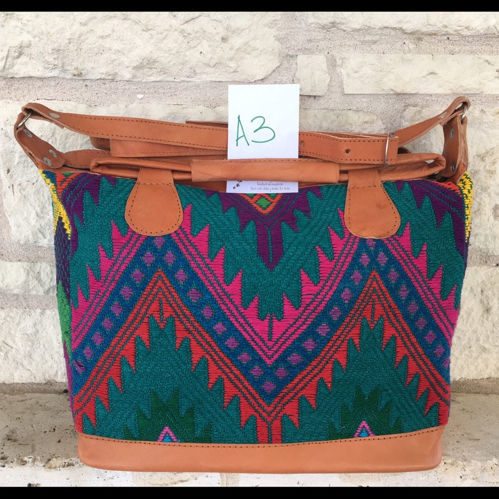 Beautiful Guatemalan Teal & Chevron Handbag