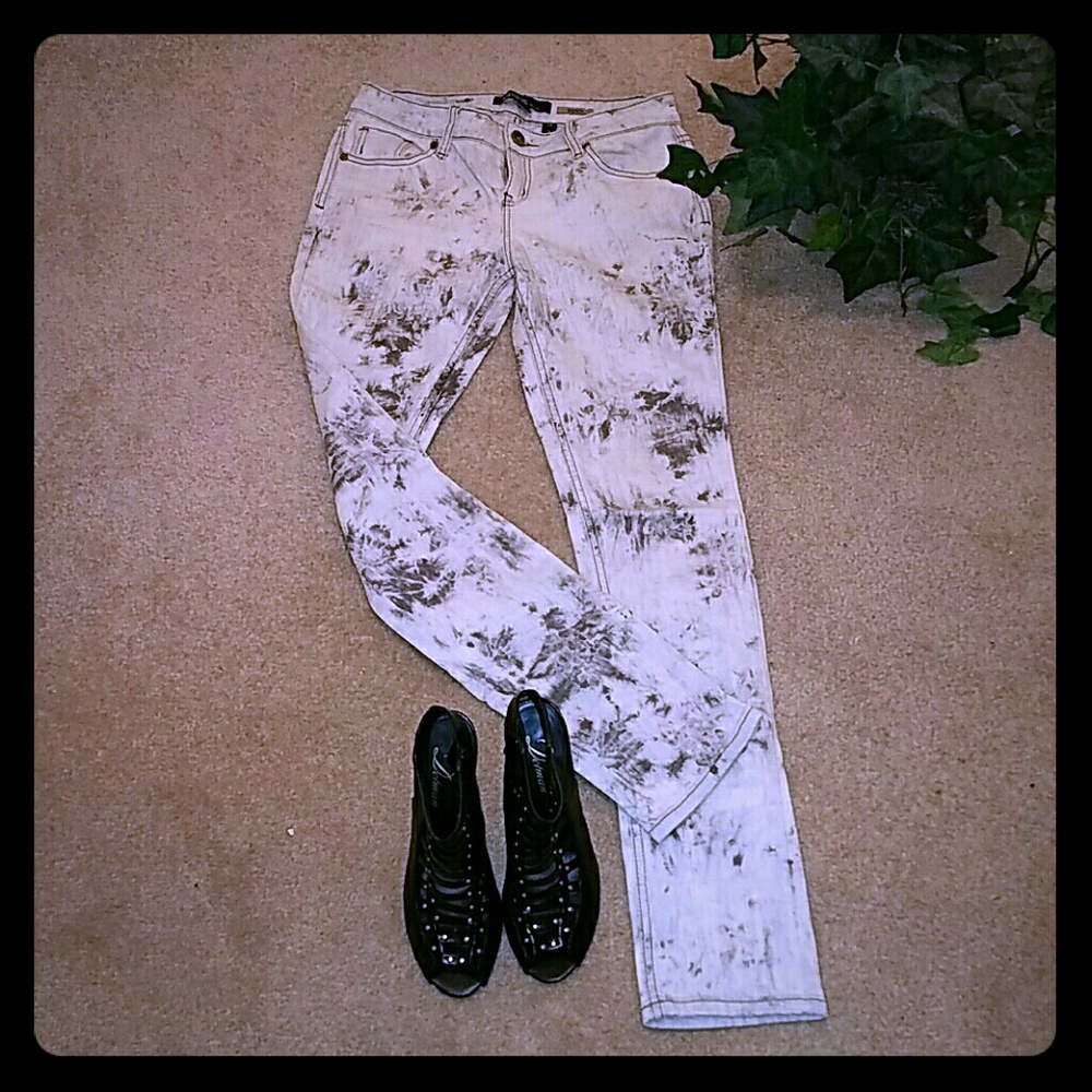Tie-Dye White Denim Jeans