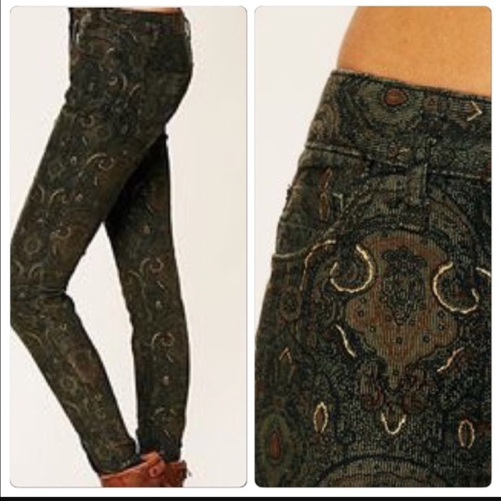 Free People Paisley Corduroy Jeans 25