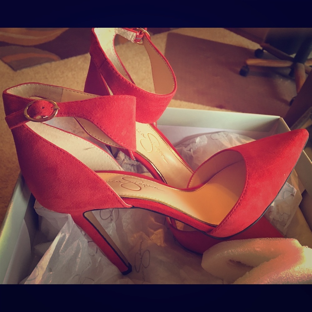 Beautiful sexy red suede shoes