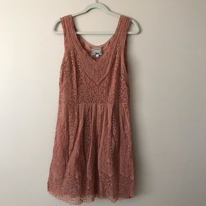 Anthropologie blush lace mesh dress, size 12