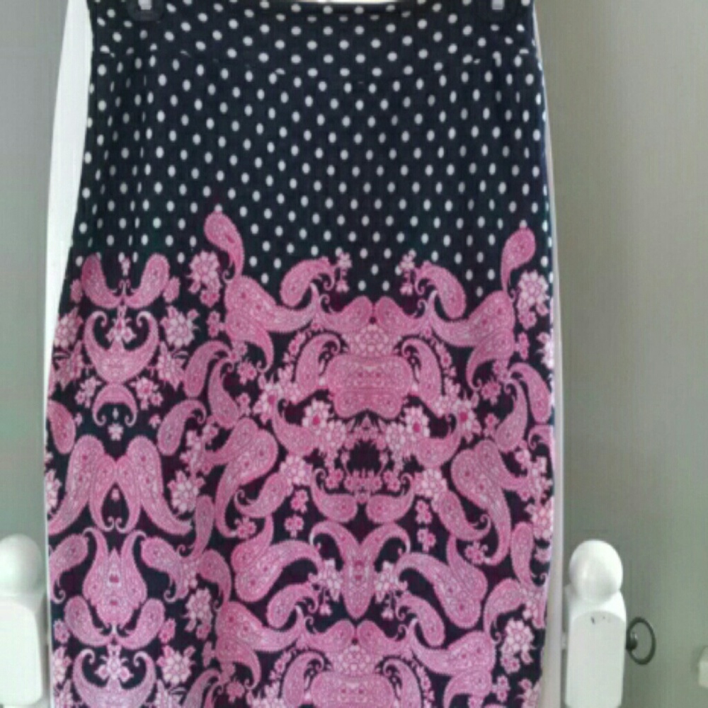 Renee C blue and pink knit pencil skirt