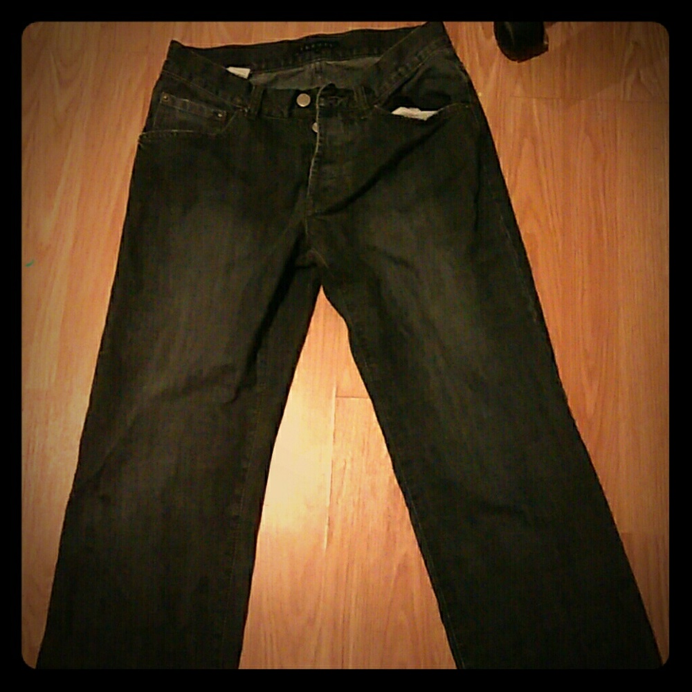 Wash black jeans 28 30  theory button fly bootleg