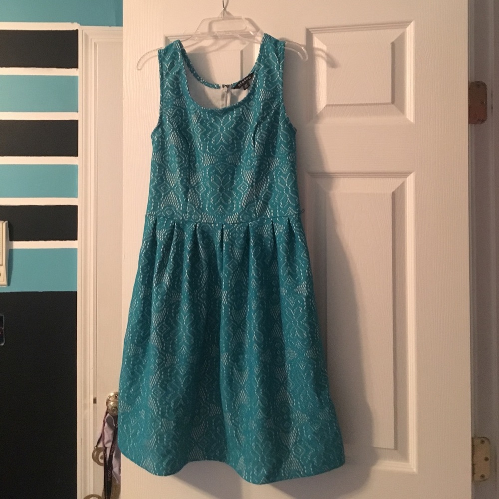 Blue and white dress w/ belt