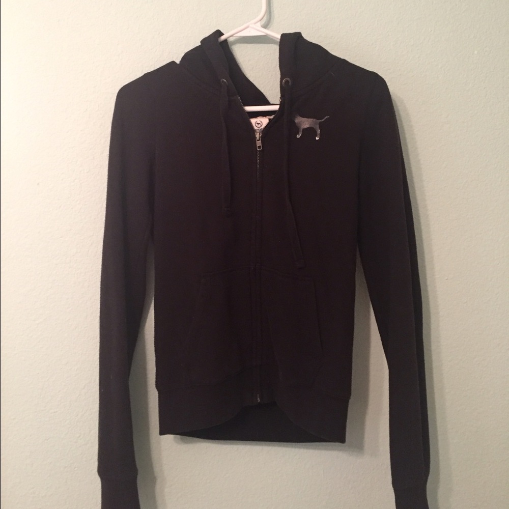Victoria Secret PINK black zip up hoodie