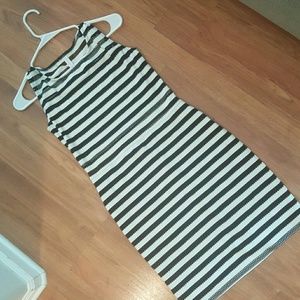 Black and white striped dress