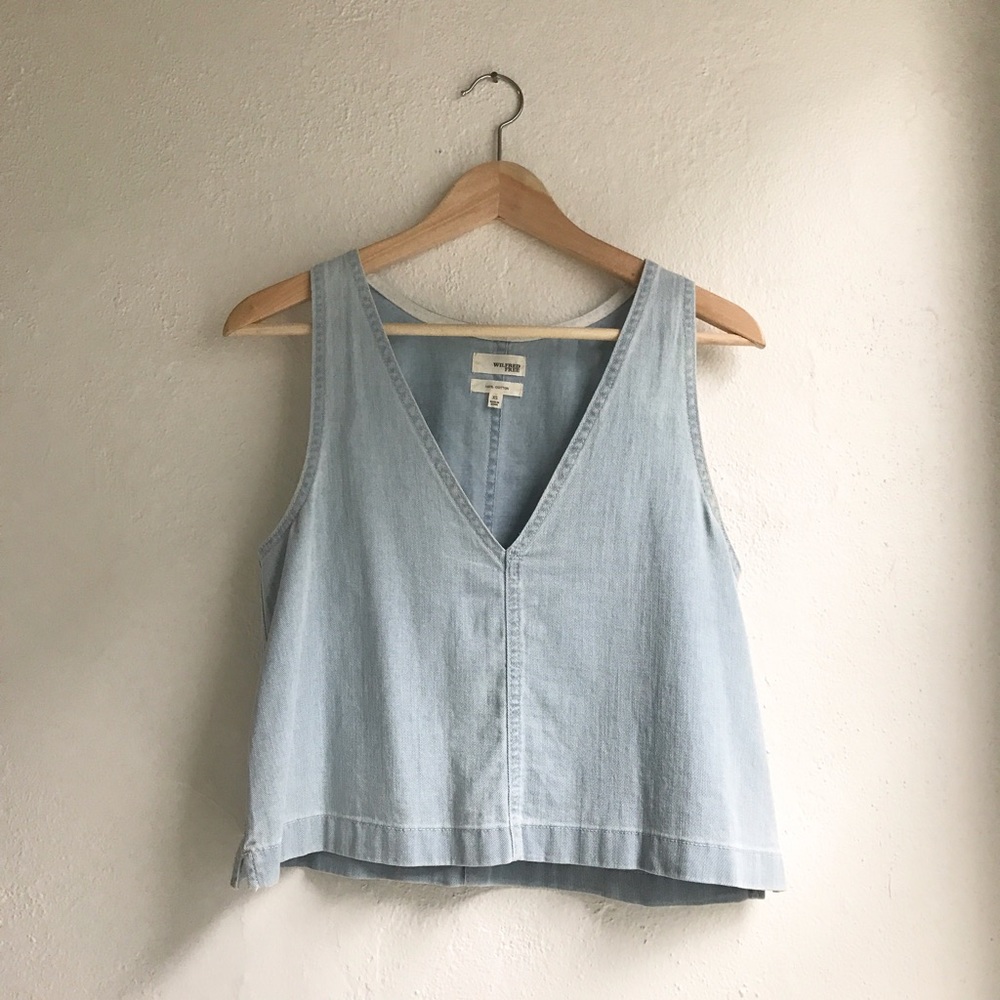 Wilfred Free denim v-neck crop top