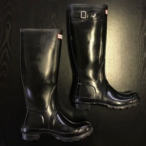 Tall Gloss Hunter Rain Boots, Black