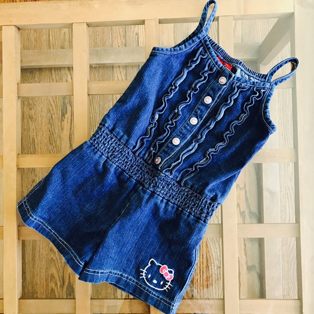 Super Cute Hello Kitty Denim Romper Girls 6
