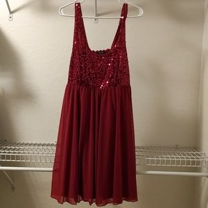 Red sequin dress