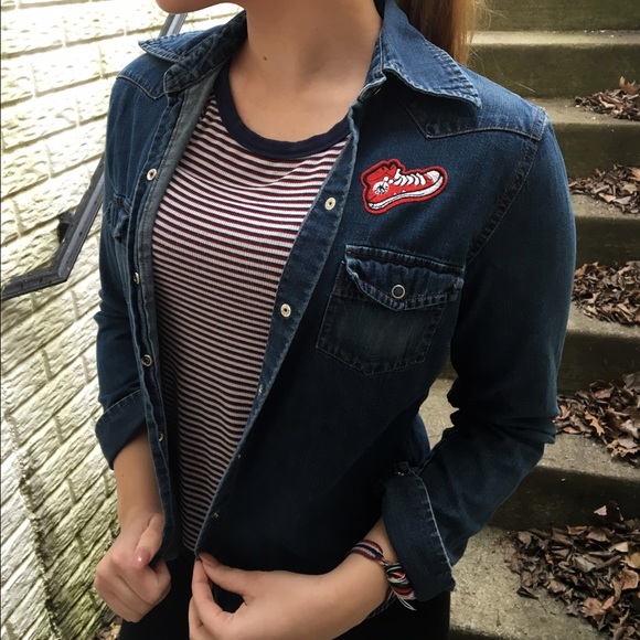 Jean Jacket w/ Converse Patch - Picture 1 of 3