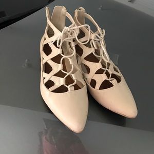 Mia lace up flats in nude color