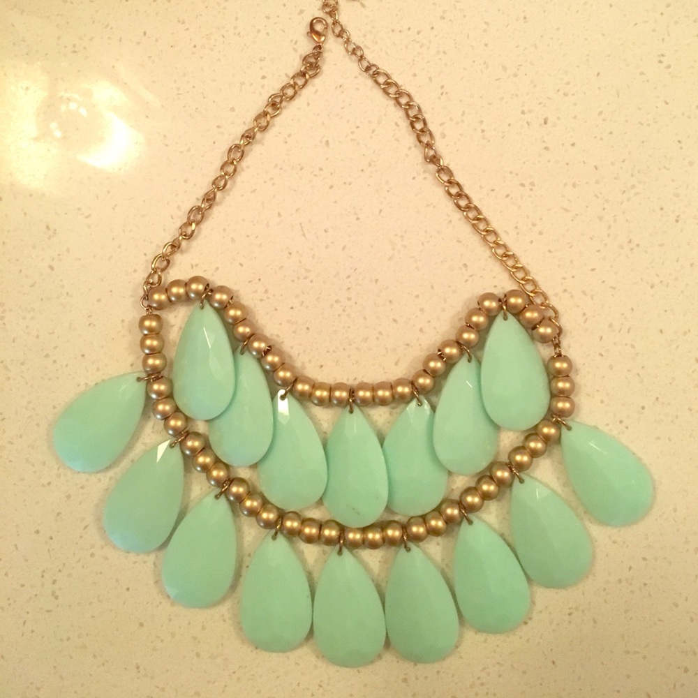 Turquoise and gold statement necklace