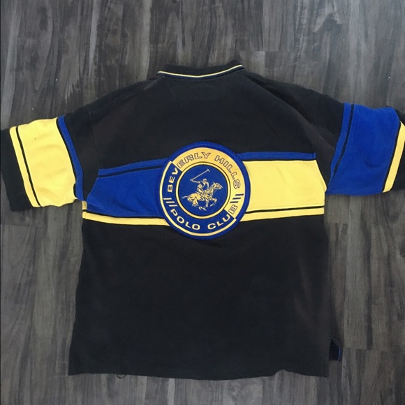 Beverly Hills Polo Club Yellow and Blue Polo - Picture 3 of 4