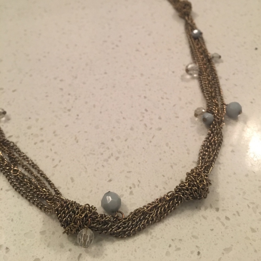 Long gold chain necklace with accent beads