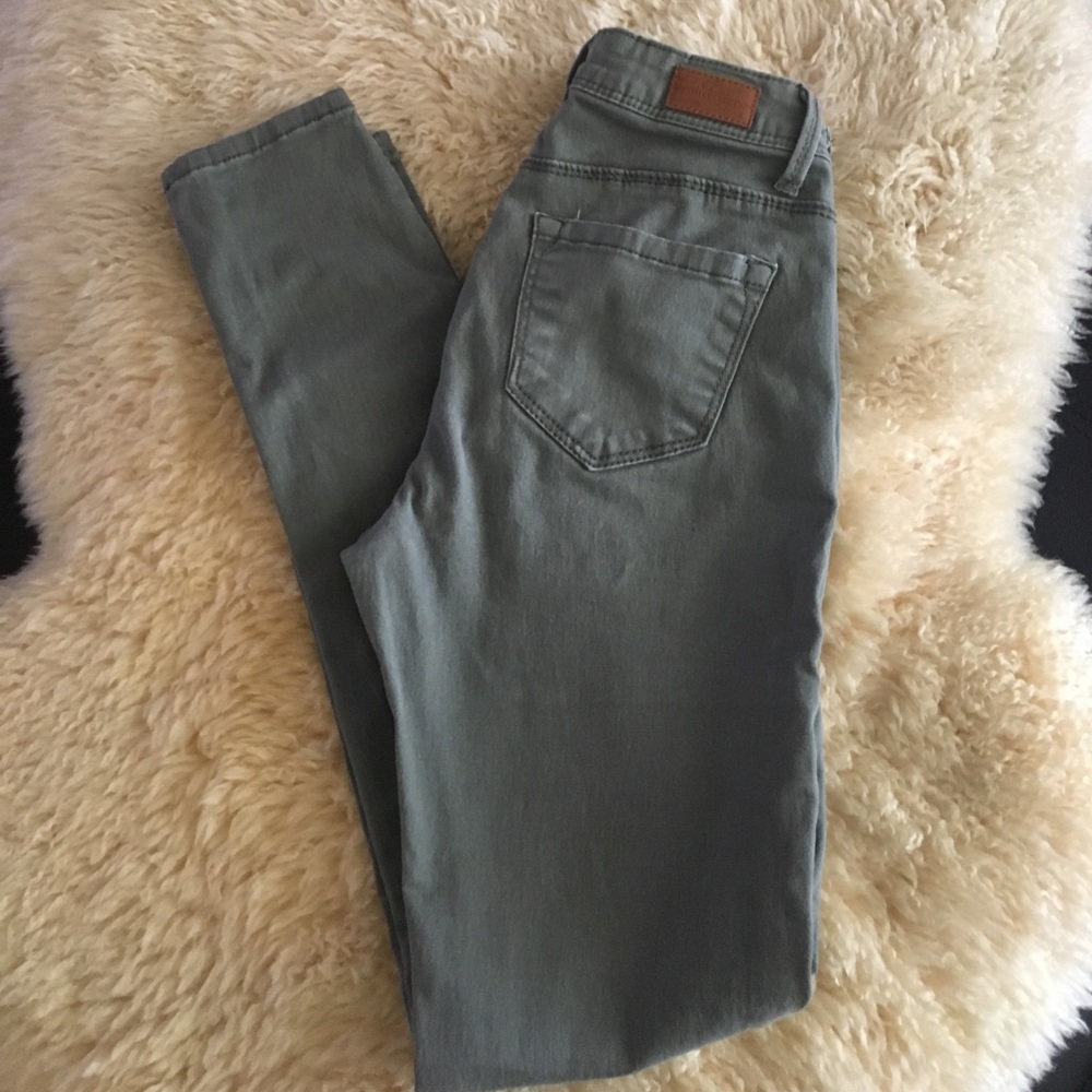 Olive green stretchy skinny jeans