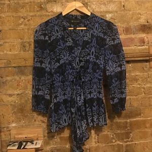 Sheer Front-Tie Blouse