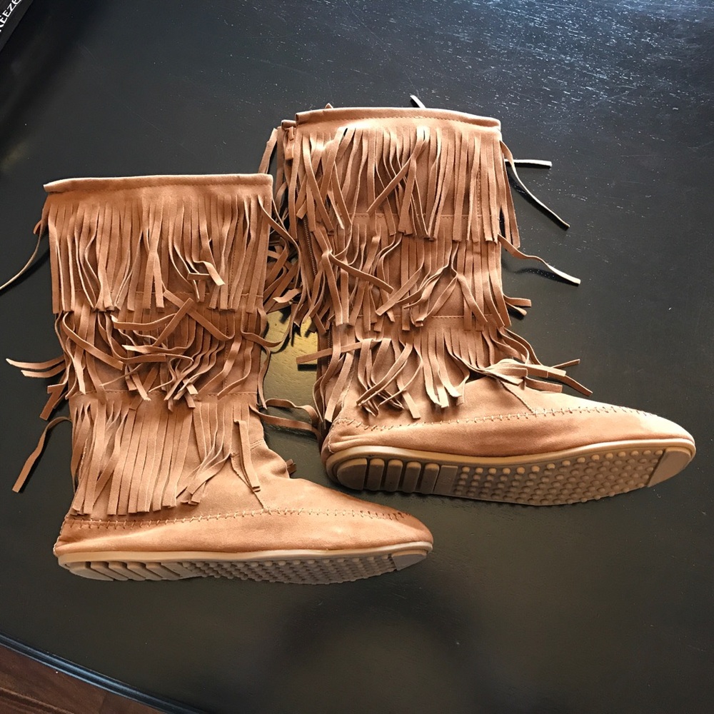 Nature Breeze Size 10 Faux Suede Fringe Boots