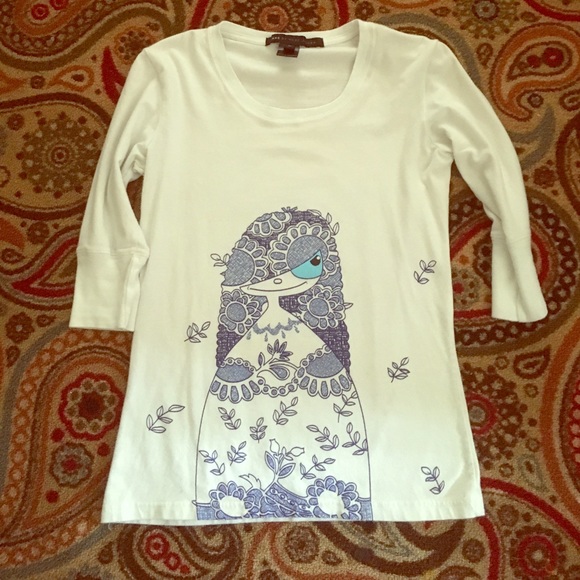Marc by Marc Jacobs Tops - Marc Jacobs M Tee - white with blue bird print