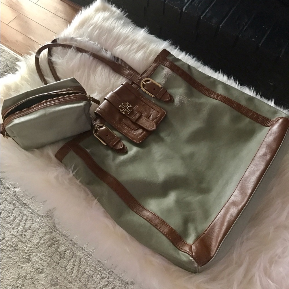 Authentic Tory Burch Tote and Cosmetic Bag
