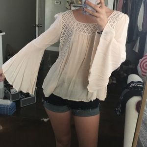 Flowy bell sleeve lace boho top