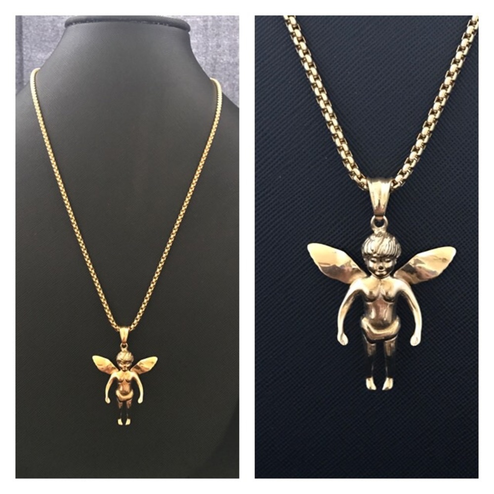 Stainless Steel Cherub charm chain