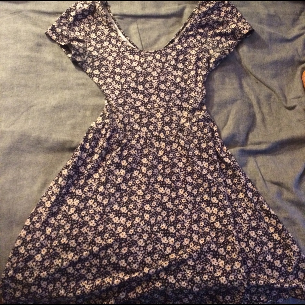 Floral open back skater dress