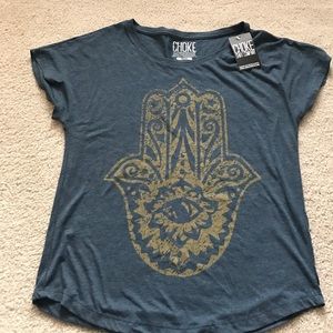 Blue handprint top