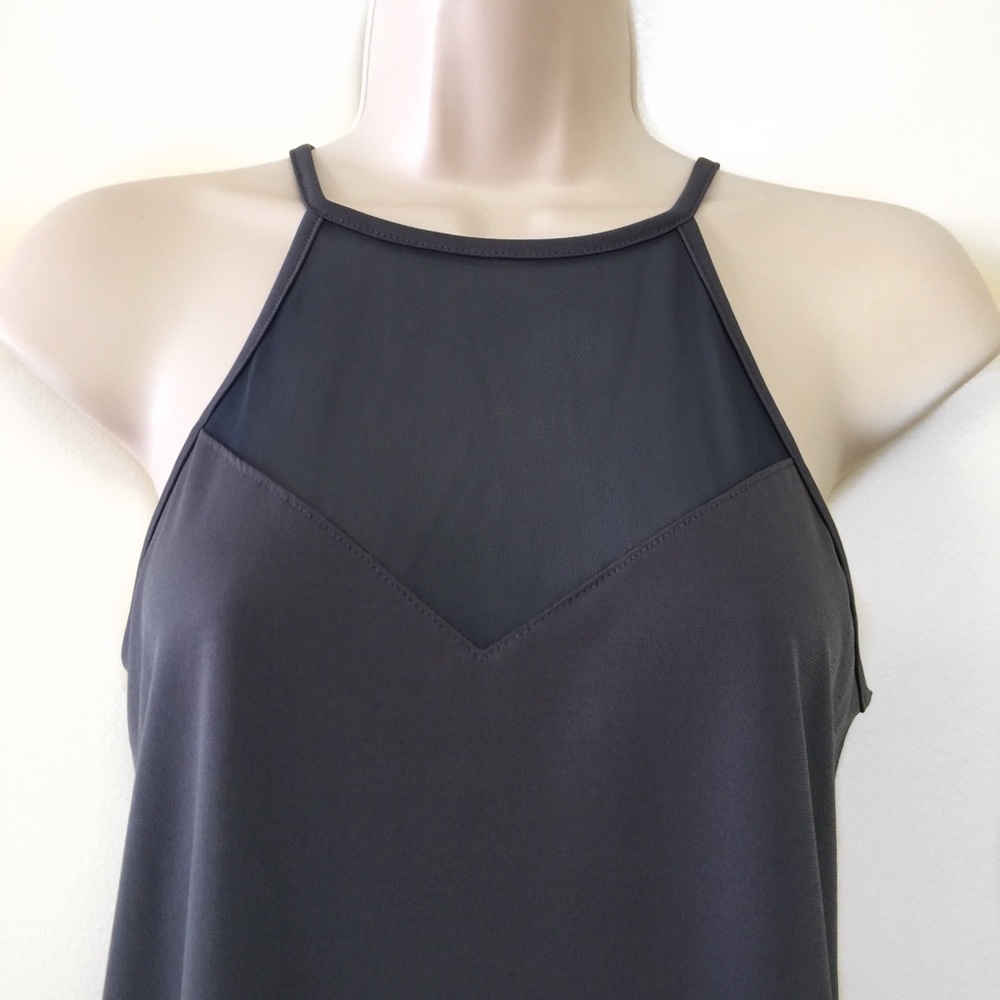 GRAY HALTER TOP W/ MESH CHEST - Picture 4 of 4