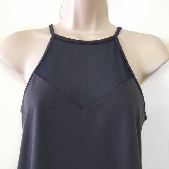 GRAY HALTER TOP W/ MESH CHEST - Picture 4 of 4
