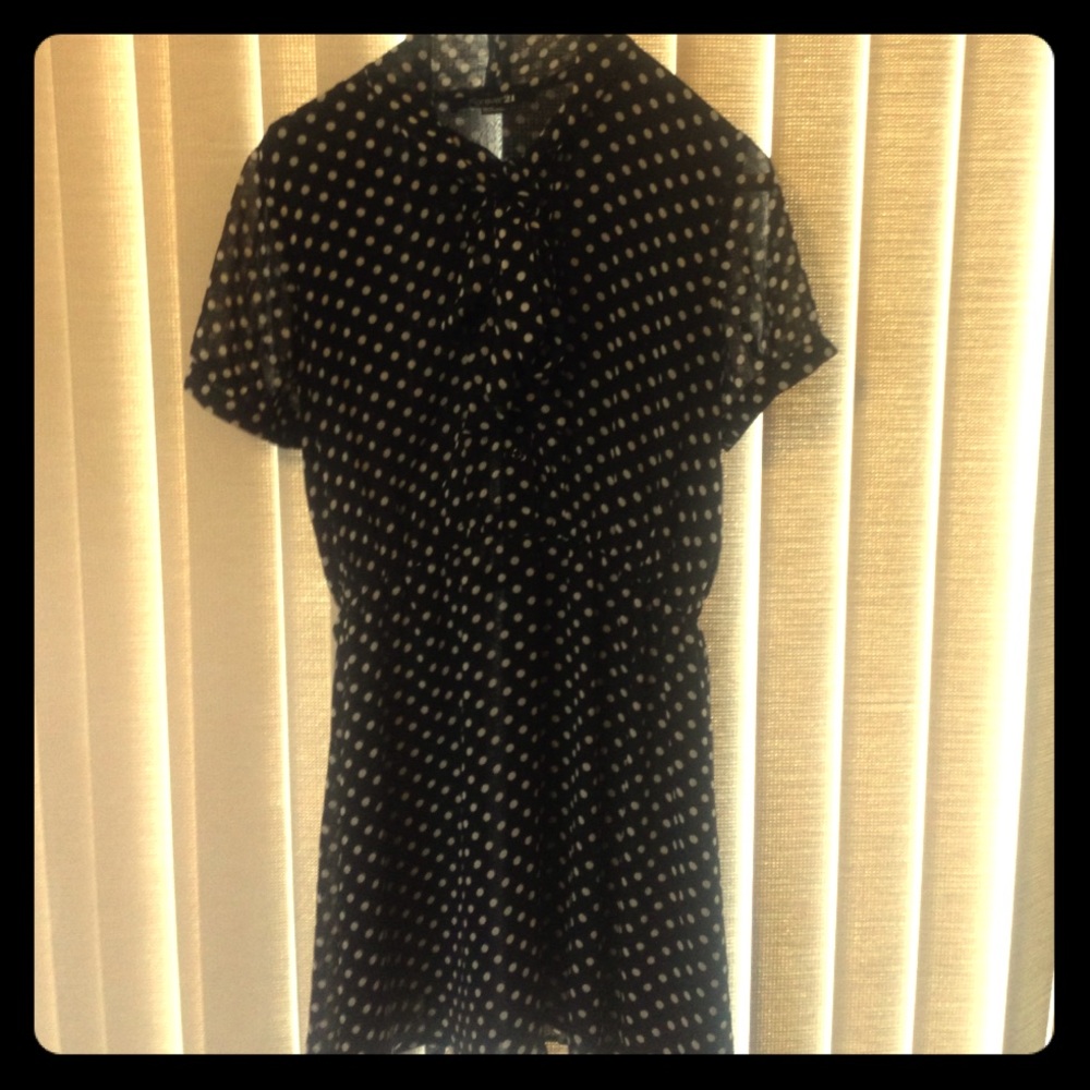 F21 very cute black&white polka dot dress