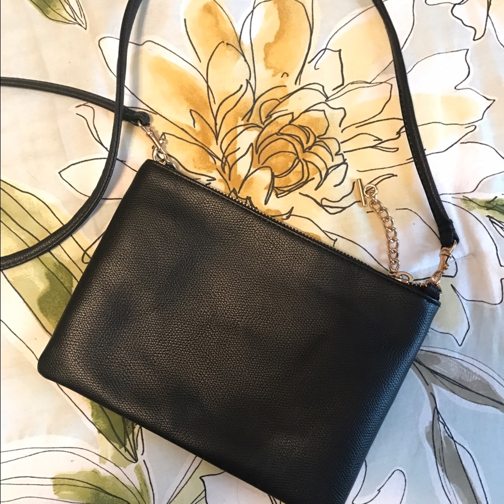 Black Faux Leather Crossbody Bag or Clutch