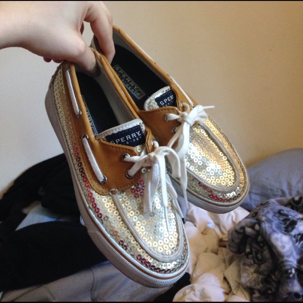 GOLD SEQUIN SPERRYS