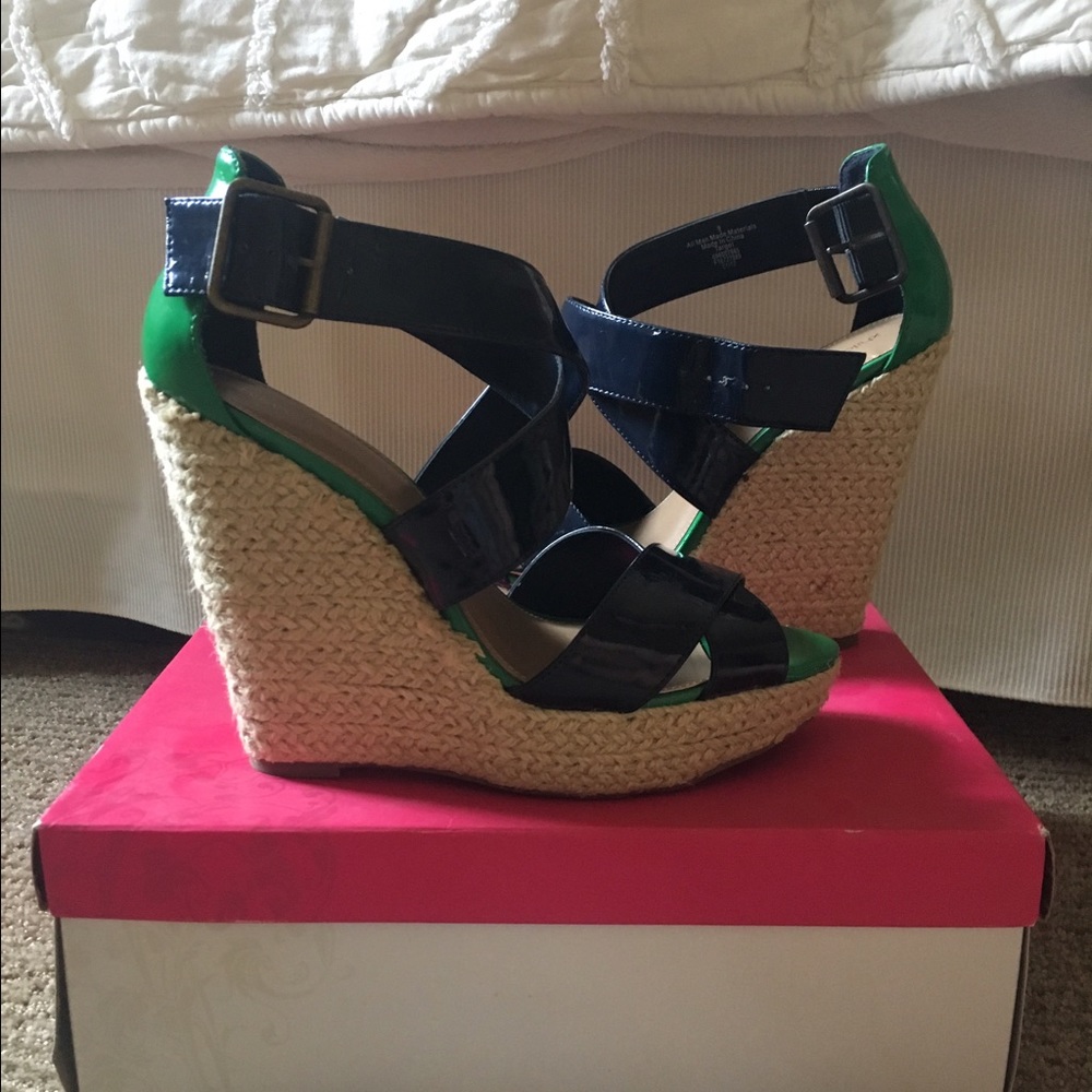 Patent leather wedges