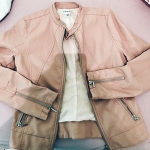Calvin Klein pink faux leather jacket