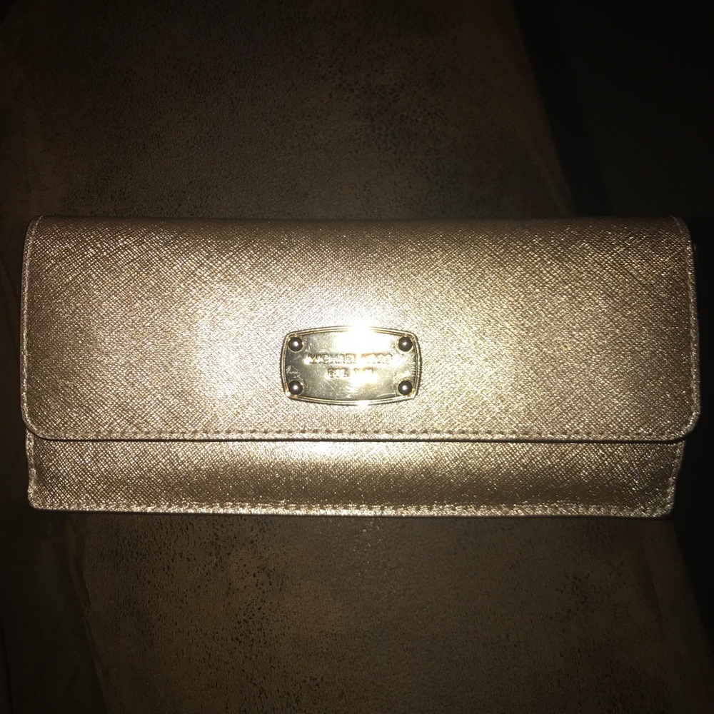 MK Michael Kors Gold Leather Wallet