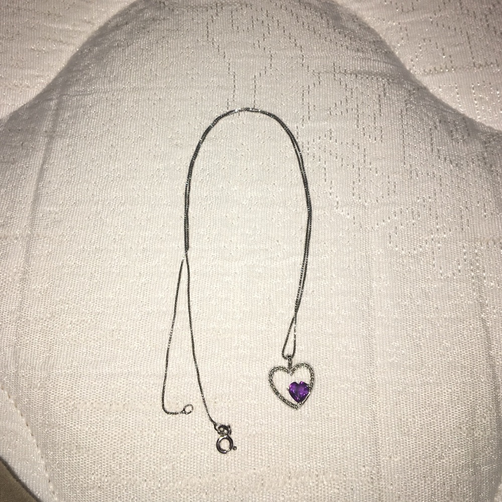 Purple Heart silver necklace