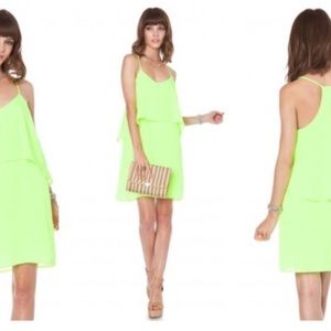 Neon green layered racerback dress 🌴