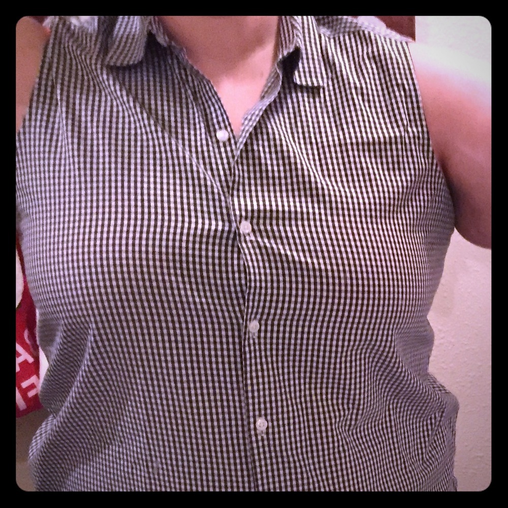 Talbots Black and White Checkered Blouse