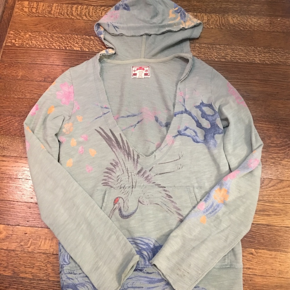 Lucky Brand Distressed v-neck hoodie